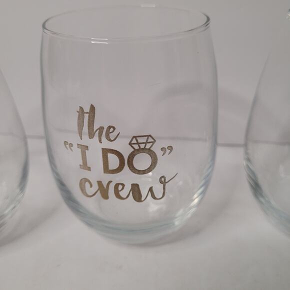 "The I DO Crew" Stemless Wine Glasses. - Picture 7 of 8